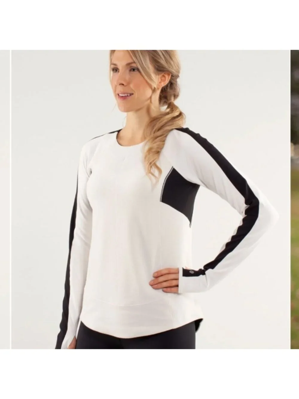 Lululemon Run: Bold In The Cold Long Sleeve Polar Cream / Black